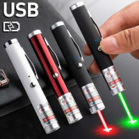 ตัวชี้เลเซอร์สีเขียวที่มีประสิทธิภาพสูง-สาย USB ต่อเนื่อง711 5MW 532nm Red Dot Mini Single Starry Red Combination