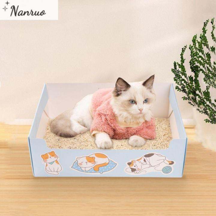 Nanruo Large Capacity Disposable Cat Litter Box Disposable Foldable Cat Sand Box Portable Pink 8650