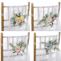 AJOQNU Gift Bridal Bouquet Ornament Photography Props Chair Back Flowers Wedding Aisle Decoration Artificial Roses