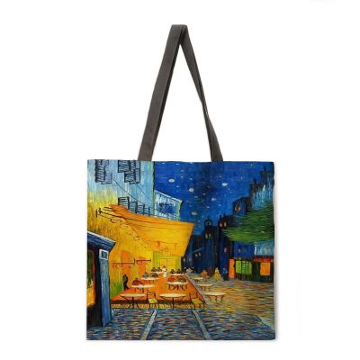 Ladies casual handbag classic oil painting print handbag Love Bird Ladies shoulder bag outdoor beach bag foldable shopping bag