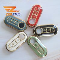 3Buttons TPU Car Flip Key Case Cover For Fiat Ducato 500 500L Panda Grande Punto Lancia Musa Auto Shell Fob Essories