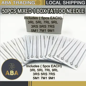  Tattoo Needles & Tips Set, ATOMUS 50pcs Disposable Mixed Tattoo  Needles + 50pcs Assorted Tattoo Needles Tips, 5pcs of each-3rl 5rl 7rl 9rl  3rs 5rs 7rs 9rs 5m1 7m1 3RT 5RT