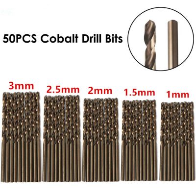 HH-DDPJ50pcs 1/1.5/2/2.5/3mm M35 Hss-co Cobalt Twist Drill Bit For High Tensile Stainless Steels Drilling