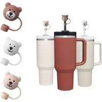 3pcs Straw Covers Compatible with Stanley 30 40 OZ Tumbler Cups Cartoon Soft Straw Protector Cover - BPA Free Soft Silicone