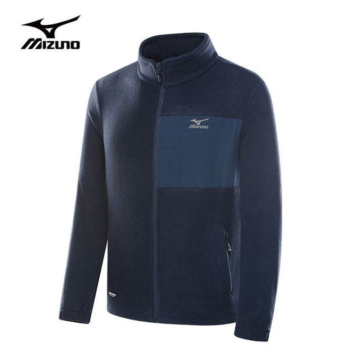 mizuno-เสื้อฟลีซฤดูใบไม้ร่วงและฤดูหนาวคู่รุ่น-mizuno-เสื้อแจ็คเก็ตคอปกตั้งเสื้อแจ็คเก็ตน้ำหนักเบาผ้าฟลีซ