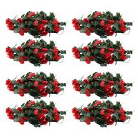 Artificial Rose Fake Flowers Hanging Plant Wall Home Balcony Basket Decor Pack of 8