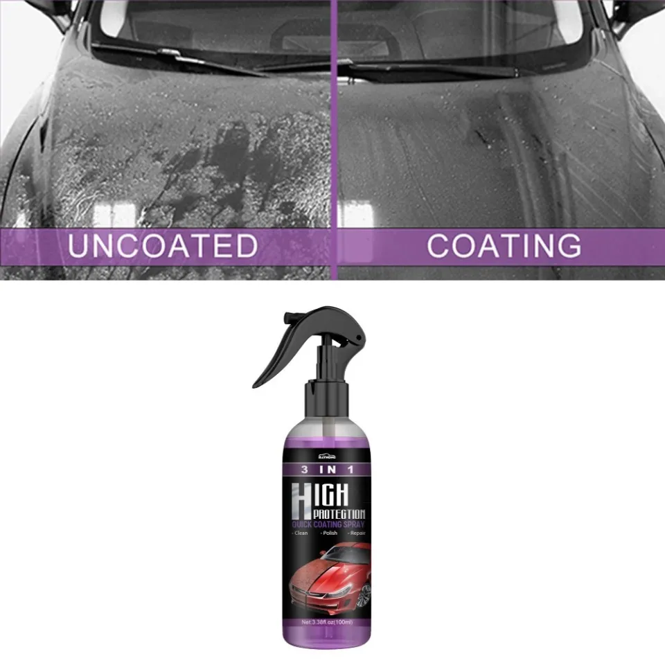 100ml 3 In 1 High Protection Quick Car Coat Ceramic Coating Spray  Hydrophobic Long-lasting Premium Car Paint Restorer