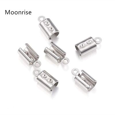 100Pcs/lot 304 Stainless Steel Fold Over Crimp Cord Ends Leather Clasp Tip End Jewelry Connector Jewelry Making Supplies HK194