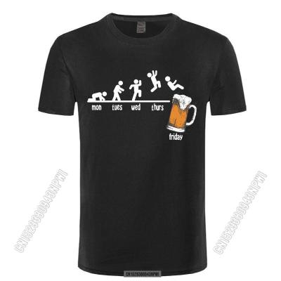 Friday Beer Drinking Crew Neck Men T Shirt Time Schedule Funny Monday Tuesday Wednesday Thursday Digital Print Cotton T-Shirts