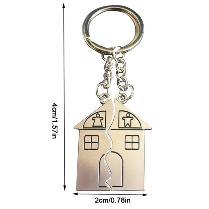 พวงกุญแจจี้รูปบ้านอัลลอย1คู่พวงกุญแจคู่ของตกแต่งพวงกุญแจ-diy-สำหรับผู้ชายและผู้หญิง