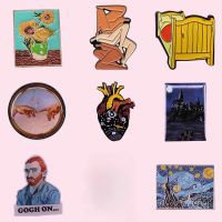 hot【DT】 Van Gogh Painting Badge Self-portrait Night Lapel Metal Brooches Enamel Pin Collection Shipping