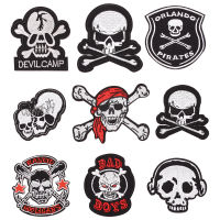 Pirates Skull แพทช์เย็บปักถักร้อยเหล็กบนแพทช์ป้ายเย็บบน Appliques ปักลายปักสติกเกอร์เทอร์โม DIY รูปแบบการตัดเย็บเสื้อผ้า-Piejt