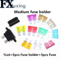 10pcs Amp Auto Blade Standard Fuse Holder Box For Car Boat Truck With Cover Aug Dropship Medium-sized Automobile Fuse 1A 5A 10A