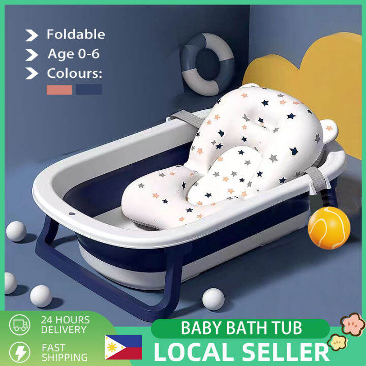 Foldable Baby Bath Tub Kids Large Size Bathtub With Bath Mat Newborn ...