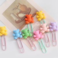 7pcs/lot Kawaii colorful Bear Paper Clip Decorative Bookmark Binder File Clips School Office Stationery Accessories