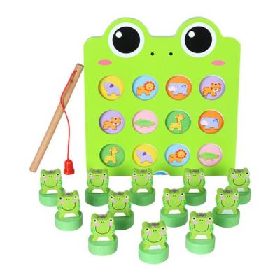 Wooden Memory Game Cute Frog Cartoon Wooden Funny Chess Board Preschool Learning Montessori Games Early Educational Toy for Kids typical