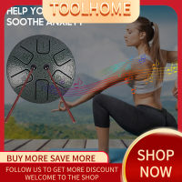 ToolHome- 6 Notes 3.8-Inch Mini Steel Tongue Drum Hand Pan Drum Zen Drum Percussion Instrument With Drumsticks For Beginner Musical Education Concert Mind Healing การทำสมาธิโยคะ