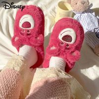 HOT★Disney Plush Slippers Lotso Cartoon Winter Indoor Warm Shoes Y2K Girl Kawaii Fluffy Slipper Women Bedroom Flat Floor Female