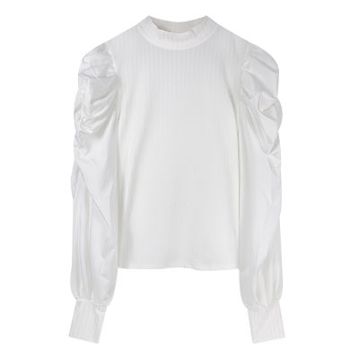 Korean Style R Western Style Stitching Bubble Long-sleeved Sweater