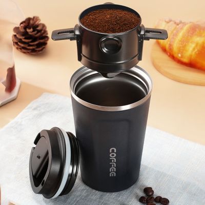 380ml/510ml 304Stainless Steel Portable Coffee Filter Reusable Handmade Coffee Dripper Tea Cup Set Coffee Maker Coffee Appliance