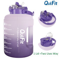 QuiFit 2.5L ขวดน้ำดีไซน์ใหม่เกลือกกลิ้งพร้อมฝาปิด 2 ฝาและเครื่องหมายบอกเวลาและฟาง Big Flast Leak-Proof Infuser BPA Free Tumbler ฟิตเนสกีฬากลางแจ้งแคมป์ปิ้งปีน