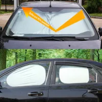 【LZ】 6 Pcs Folding Car Sun Protection Cover Car Windshield Window Sunscreen Curtain Silver Reflective Visor Shield Window Sunshade