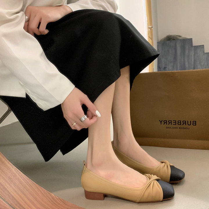 เวอร์ชั่นเกาหลีของรองเท้า-รองเท้าแบน-รองเท้าราตรีฝรั่งเศส-รองเท้าผู้หญิง-รองเท้าหนผู้หญิงสวมรองเท้าเดี่ยว