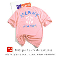 แท้ MLBNY ใหม่ในช่วงฤดูร้อนชายและหญิงคู่หลวมฝ้ายแขนสั้นเสื้อยืดพิมพ์เวอร์ชั่นเกาหลีของนักเรียนน้ำ