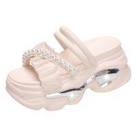 Rimocy Fashion Pearl Chunky Platform Sandals Women Pink Non Slip Wedge Slippers Woman 2023 Summer Thick Bottom Sandalias Mujer