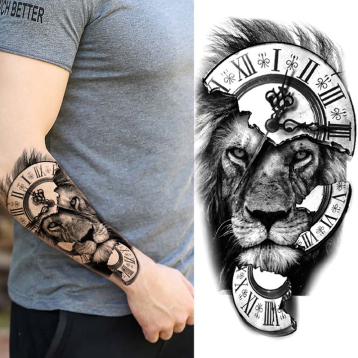 yf-temporary-tattoo-sticker-for-men-women-forest-big-tiger-lion-wolf-king-arm-cool-art-black-fake-animal-body-tatoo