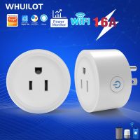 WHUILOT New Smart Socket Plug US 16A Tuya WIFI Smart Home Automation Monitor Timer Electronic Outlet Support Google Home Alexa Ratchets Sockets