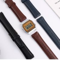 ✉ Leather watch strap for Casio A159W-N1 A158WA A168 wristband Vintage small square metal strap quick release chain 18mm watchband