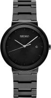 Seiko Mens Japanese Quartz Dress Watch with Stainless Steel Strap, Black, 10 (Model: SUR487)