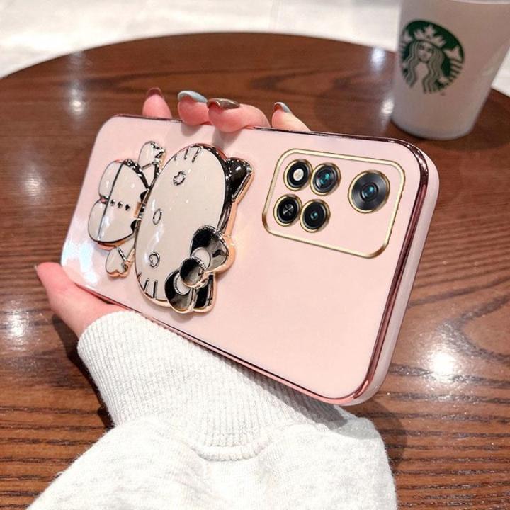 folding-makeup-mirror-phone-case-for-xiaomi-11i-hypercharge-5g-redmi-note-11-pro-5g-redmi-note-11i-5g-case-fashion-cartoon-cute-cat-multifunctional-bracket-plating-tpu-soft-cover-casing