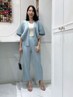 2MUAY รุ่น GJO2905/GJO2255 เซ็ทพลีทคุณภาพ THICK WRAP CARDIGAN WITH PANT PLEAT SET 5 สี FREE SIZE