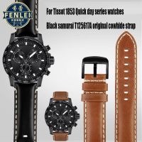 For Tissot 1853 Quick day Collection Watchband Black Samurai T125617A T116617 Mens Genuine Leather Watch Strap Accessories 22MM