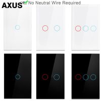 AXUS Touch Switch AC100-240V Tempered Crystal Glass Led Panel Power Wall Light Switches EU/US 1/2/3 Gang Sensor Interruttore Power Points  Switches Sa