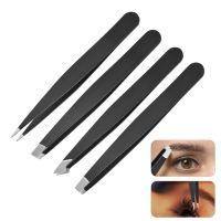 1pc Black Eyebrow Tweezers Stainless Steel Eyebrow Clip False Eyelashes Hair Removal Eyebrow Trimmer Makeup Cosmetic Tool