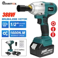 【จัดส่ง 3 วัน】Mustool 1600N.M 388VF Cordless Impact Wrench Brushless Wrench Rechargeable 1/2 inch With Battery Free 22MM Socket For Car Tires Maintenance Woodworking