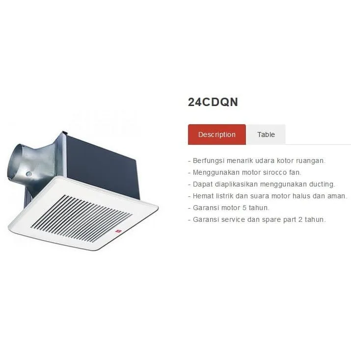 KDK Exhaust Fan Plafon Ceiling Kipas Hisap Toilet KDK 24CDQNA Sirocco ...