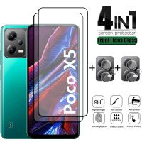 4-in-1 For Poco X5 5G Glass Xiaomi Poco X5 Tempered Glass Full Cover Glue 9H Screen Protector Poco X 5 X5 X3 X4 Pro Lens Glass