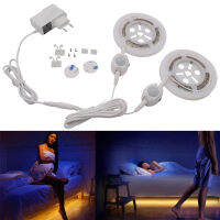 เตียงเดี่ยวเตียงคู่ไฟ LED Strip 2835 12V Motion Sensor กันน้ำสมาร์ทไฟ Led กลางคืนโคมไฟสีขาวอบอุ่นชุดพร้อมอะแดปเตอร์ไฟ