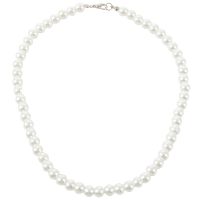 Ladies Lobster Clasp Round Faux Pearl Linked Necklace White