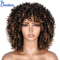 GEMBON Hair Black Women Mixed Blonde Brown Curly Hair  No Glue  Natural  For Everyday Wear  Cosplay  Lolita  Heat Resistant Wig  Hair Extensions Pads