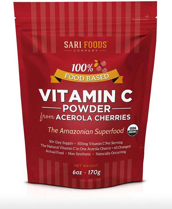 Natural Vitamin C Complex Powder from Organic Acerola Cherries (6 Ounce