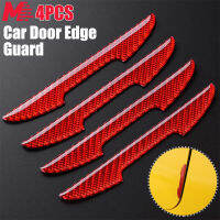 MileRush 4ชิ้น/เซ็ต Universal Car Edge Edge ป้องกันสติกเกอร์ชน Trim คาร์บอนไฟเบอร์ Auto ประตู Edge Guard Protector สีดำสีแดง