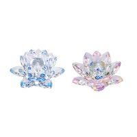 Glitter Crystal Lotus Flower Hue Reflection Feng Shui for Home Decor Wedding Party(4.7 Inch/ 12CM)