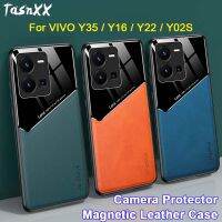 {Taoyitao Case} เคสโทรศัพท์หนังกระจกแม่เหล็กสำหรับ VIVO Y35 Y16 Y02S Y22 Y75 Y77 Y22S เคสฝาหลังเป็นฟิล์มตัวปกป้องกล้องถ่ายรูปแบบบางพิเศษ