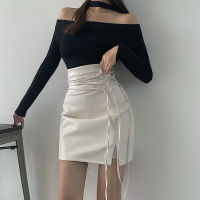 PU Skirts Women Sexy Bandage Fashion High Waist Stylish Hot Girls Solid Korean Style Autumn New Lady All-match Streetwear Jupe