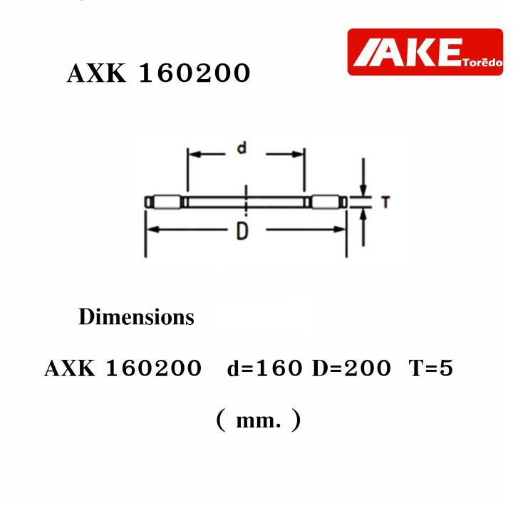 axk-160200-thrust-needle-roller-bearing-อะไหล่เครื่องใช้ไฟฟ้า-ขนาดเพลา-160-มิล-axk160200-จำหน่ายโดย-ake-tor-do